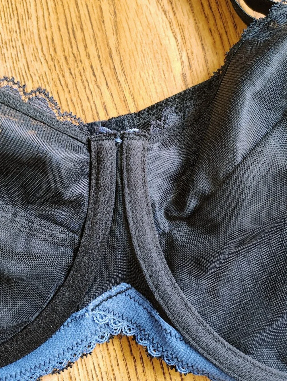 Adore Me Zita unlined breathable bra Lace Floral blue and black size 46DD - Picture 6 of 16